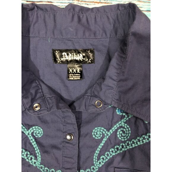 ADIKTD shirt womens size 2X blue long sleeve Button Front RLS - Picture 3 of 6